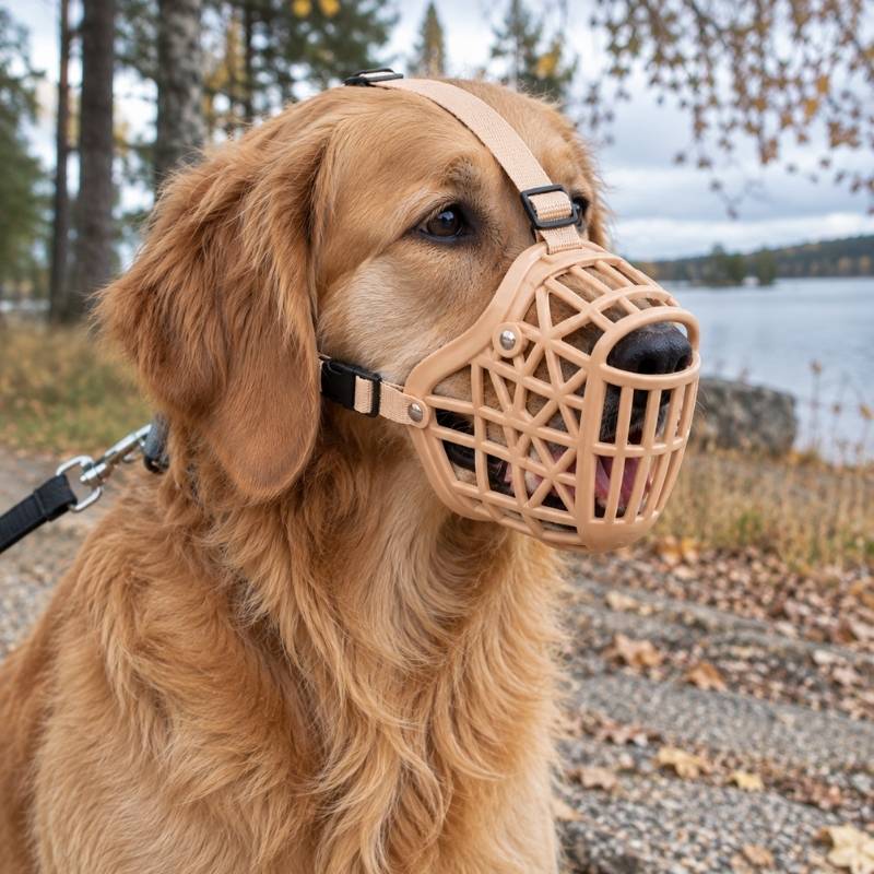Mjuk munkorg för hund med justerbart band