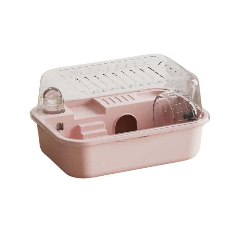 Portabel hamsterbur med öppningsbart tak Rosa