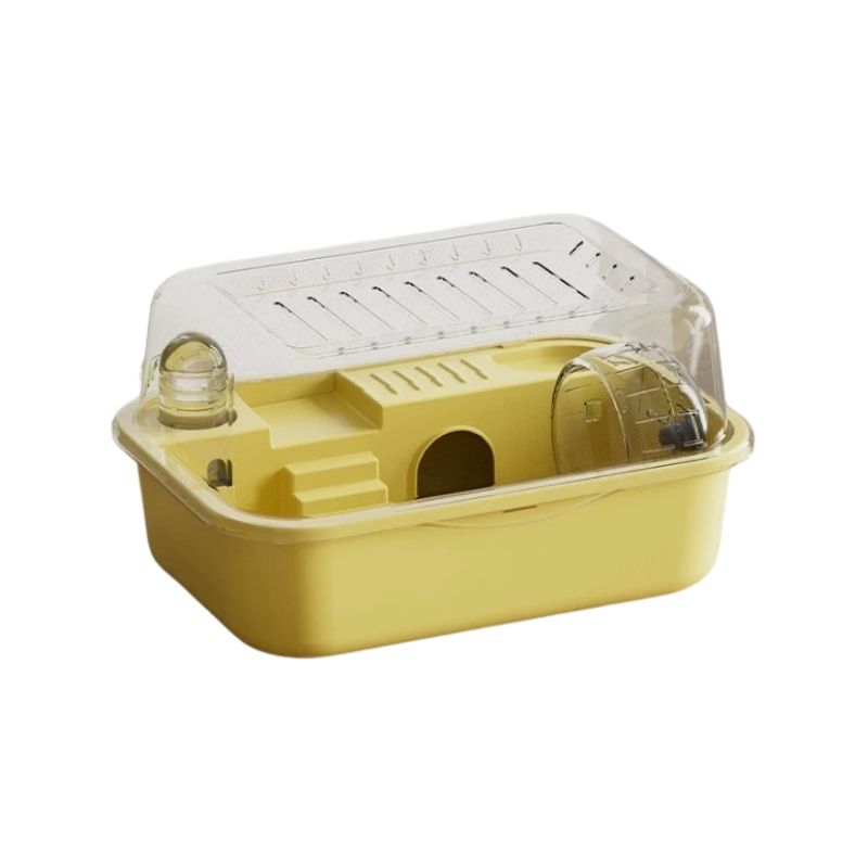 Portabel hamsterbur med öppningsbart tak Gul
