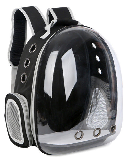 Ryggsäck för katt och hund – transparent transportväska Svart