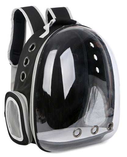 Ryggsäck för katt och hund – transparent transportväska Svart