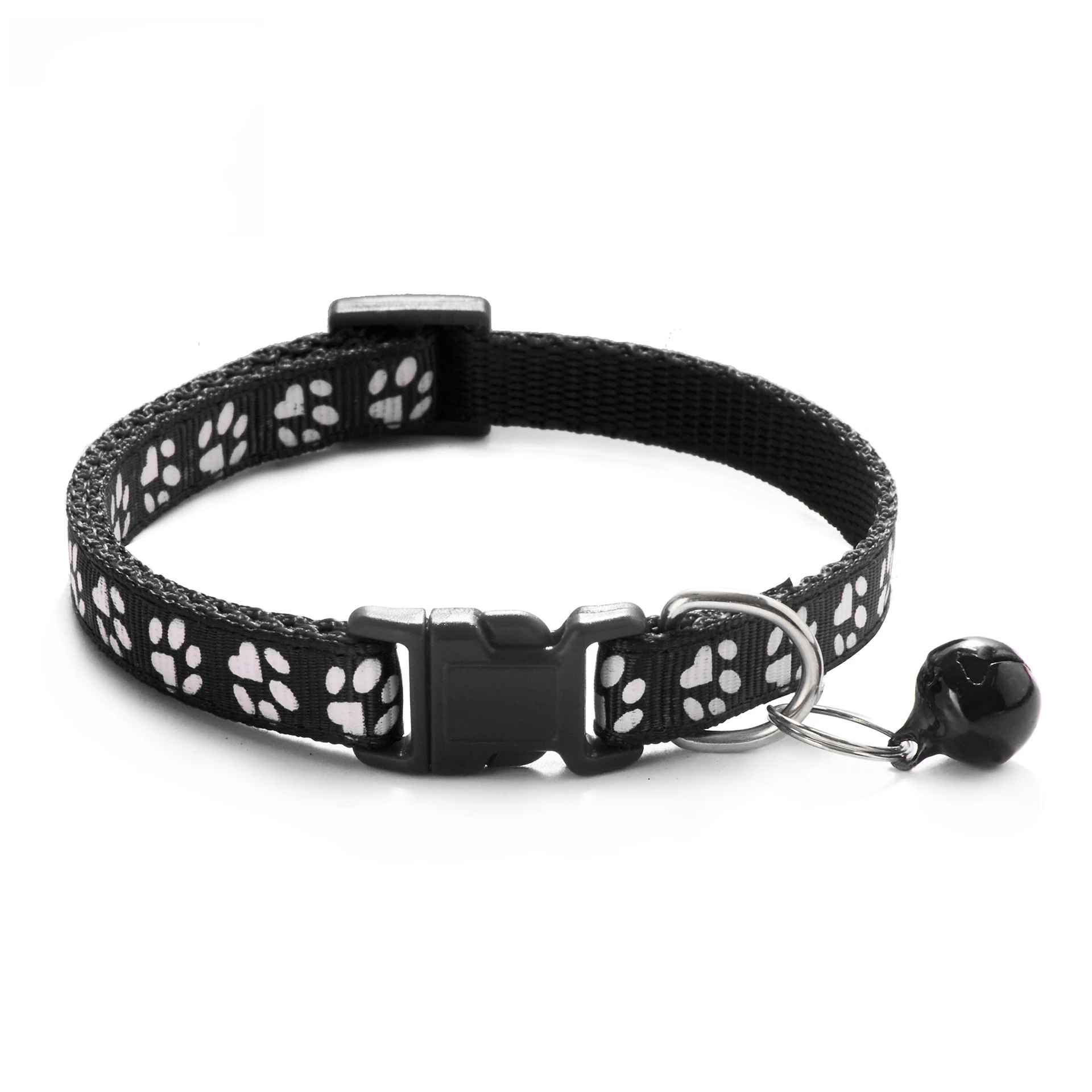 Justerbart halsband för katt & hund med bjällra svart