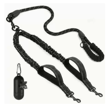 Dubbelkoppel hund med reflex och extra kontroll Svart