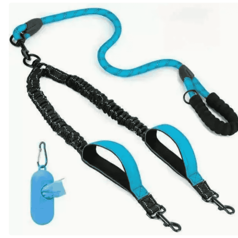 Dubbelkoppel hund med reflex och extra kontroll Blå