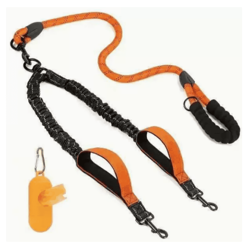 Dubbelkoppel hund med reflex och extra kontroll Orange