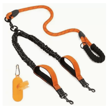 Dubbelkoppel hund med reflex och extra kontroll Orange